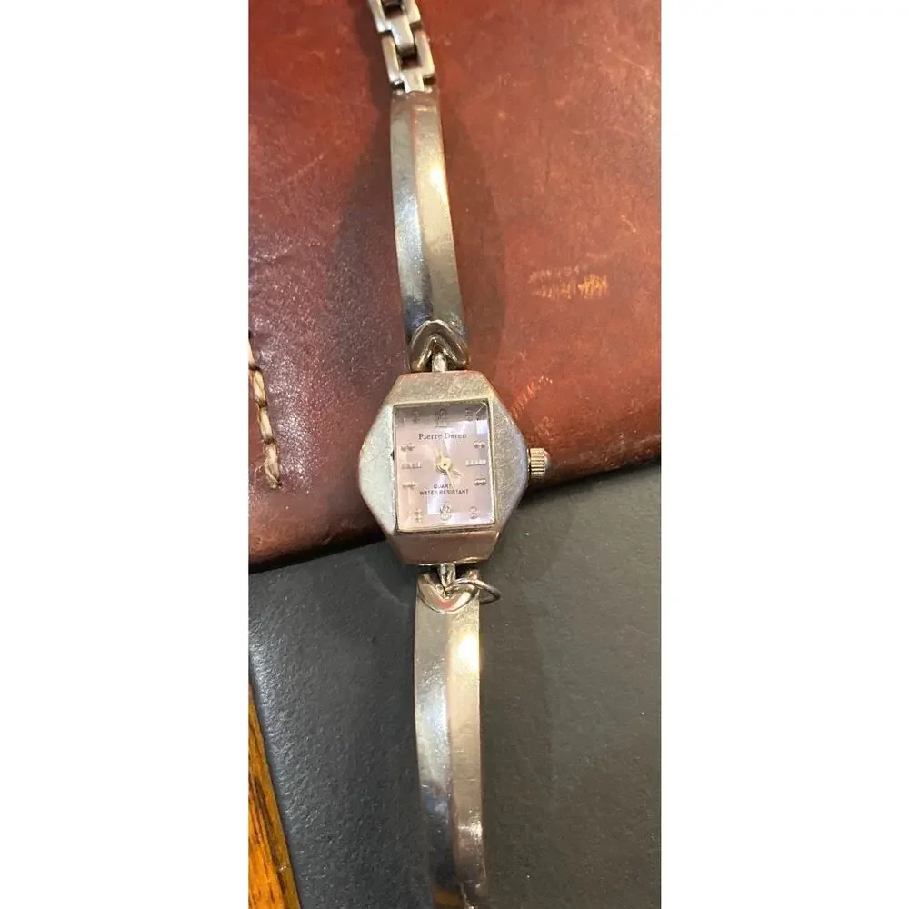 Pierre Daren Ladies Silver Tone Watch with Lavender Face
